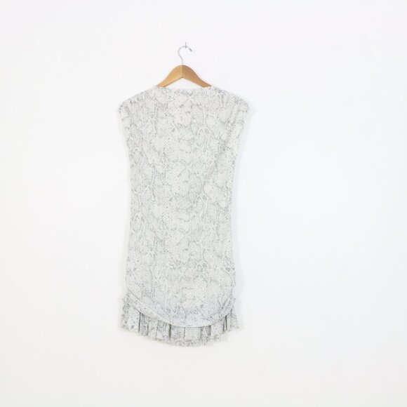 Plinko White Snake Skin Ruffle Mermaid Hem Mini Dress - Picture 6 of 6